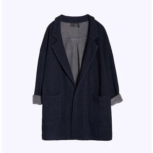 AG Adriano Goldschmied Indigo Knit Four Hedron Oversized Car Coat Blazer XS/S